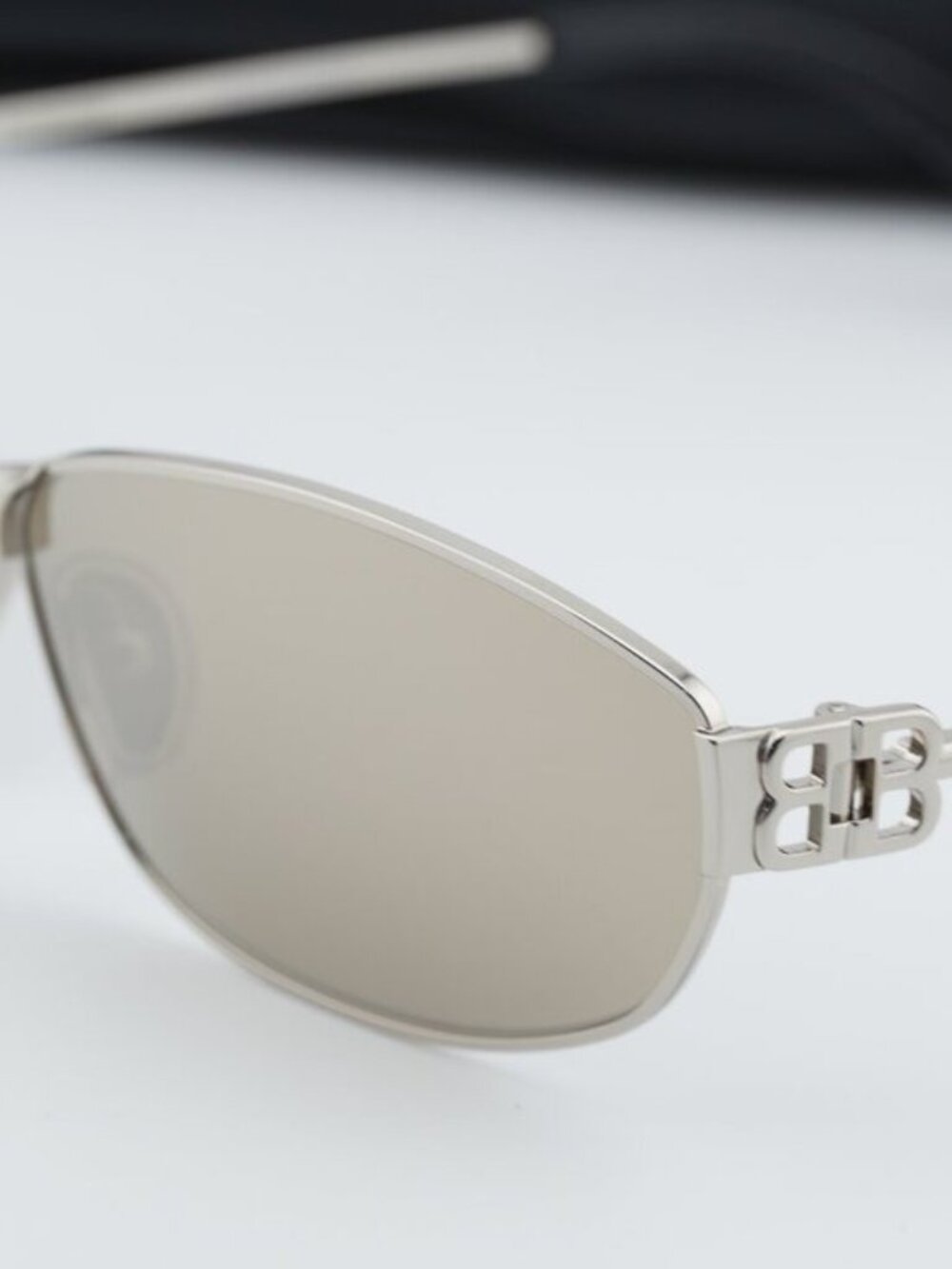 Balenciaga BB0336S 006 Unisex Oval Sunglasses - Silver / Mirror - Picture 9 of 11